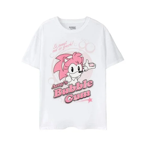 Sonic The Hedgehog Womens/Ladies Amy´s Bubblegum Short-Sleeved T-Shirt-- Zippered Front Buttoned Front Snap Front