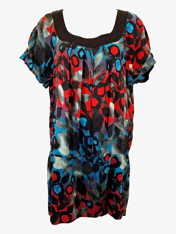 Armani Exchange Stylish Silk Mini Dress Size 12 Elegant Floral-Print Mini Dress