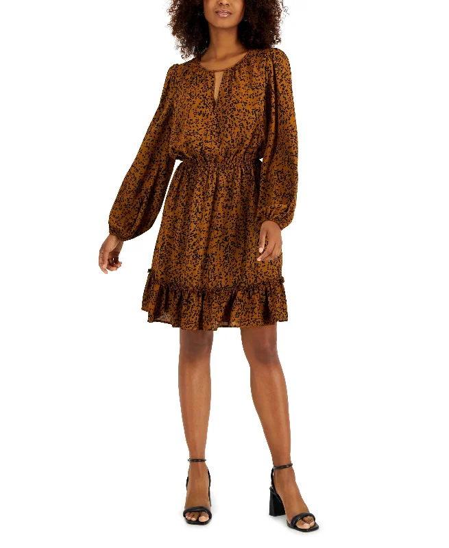 INC International Concepts Womens Printed Keyhole Mini Dress Stylish Plaid Mini Dress