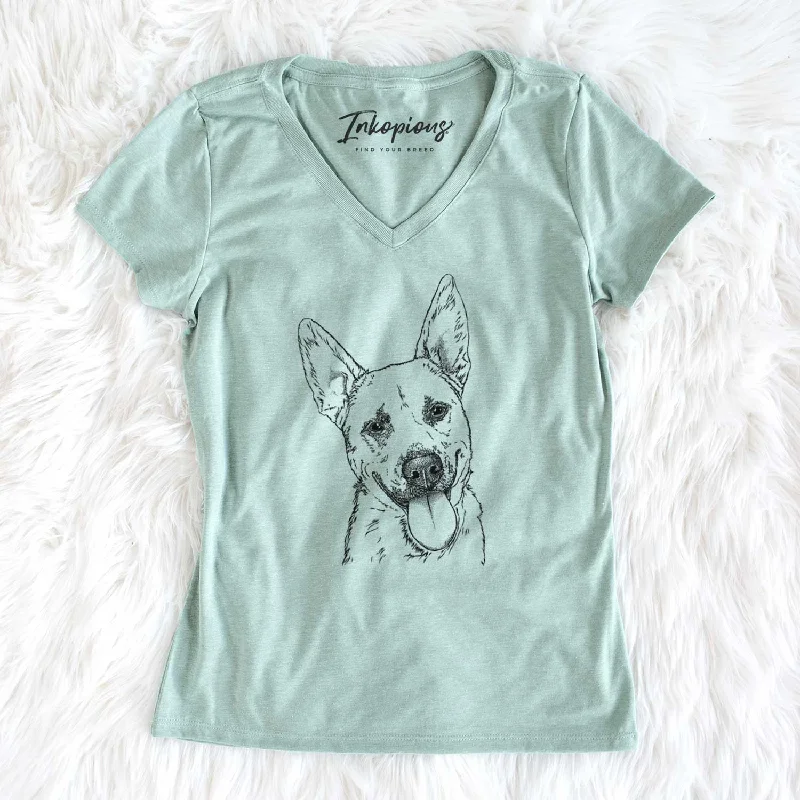 Bare Charlie the Mixed Breed - Women's V-neck Shirt-- Ribbed T-Shirt High Neck Heavyweight