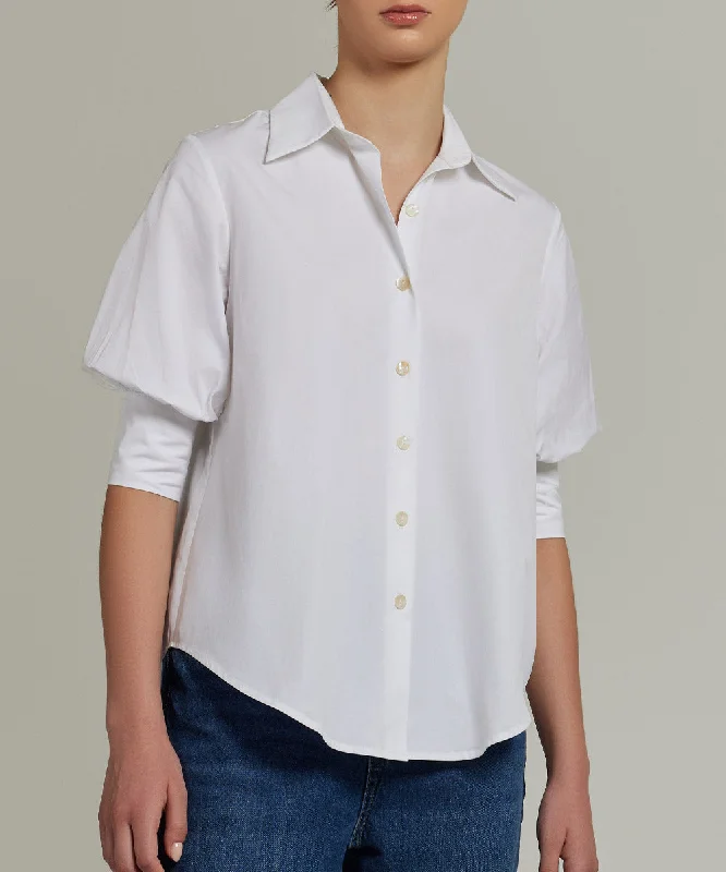 Egyptian Cotton Short-Sleeved Shirt-- Front Pockets Side Pockets Patch Pockets