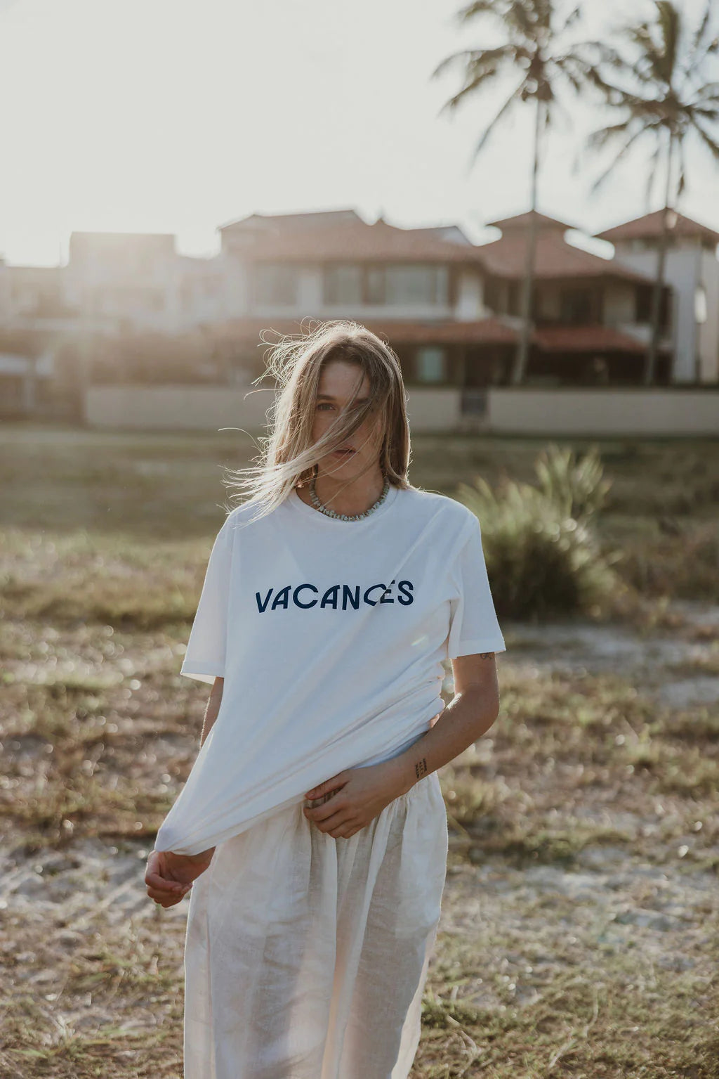 Vacances (Blue) T-Shirt-- Seamless Knitted Crochet