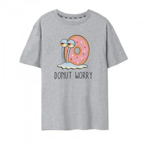 SpongeBob SquarePants Womens/Ladies Donut Worry T-Shirt-- Chenille Brocade Lace
