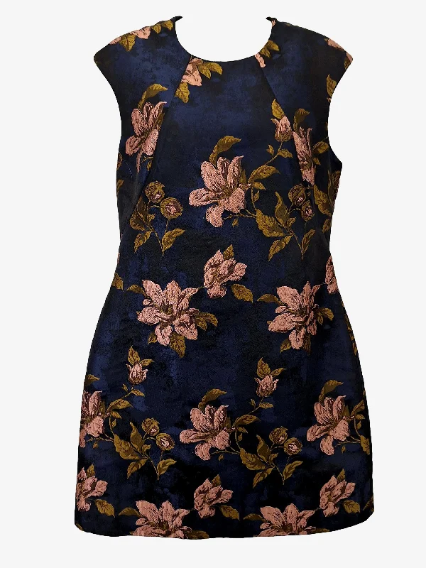 Cue Satin Midnight Flower Mini Dress Size 10 Fashionable Mini Dress with Pockets