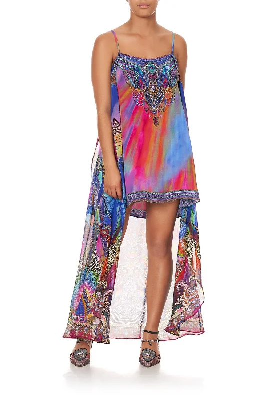 MINI DRESS WITH LONG OVERLAY PSYCHEDELICA Fashionable Party Mini Dress