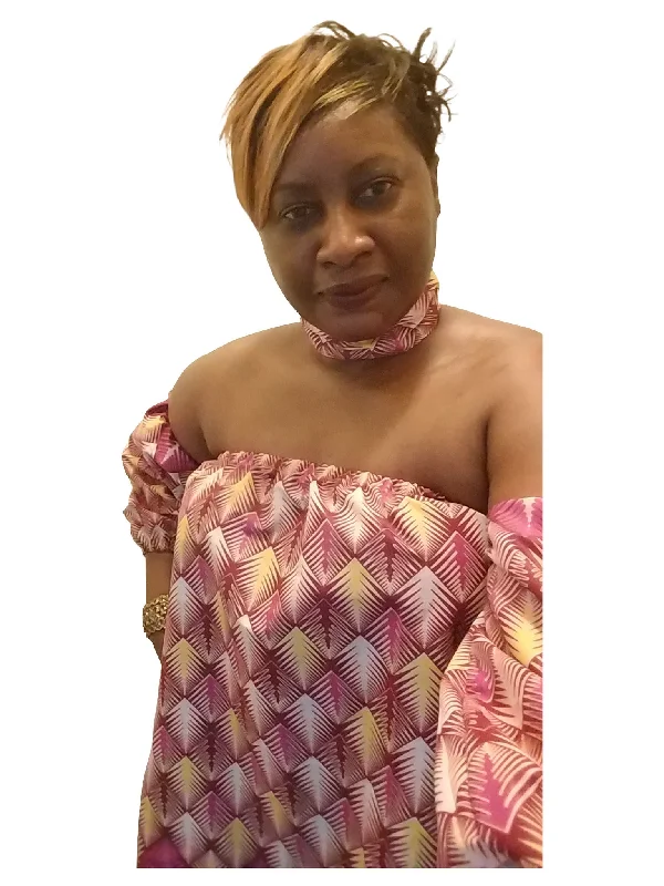Ankara! Off Shoulder Blouse with Choker (multi patterned) Loose Oversized Blouse
