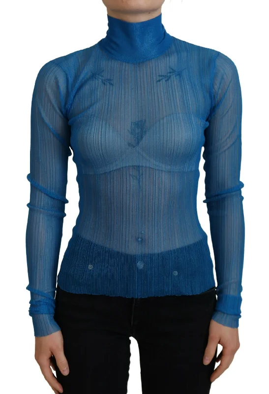 Dolce & Gabbana Mesh Long Sleeve Blouse Top Double-Layered Blouse