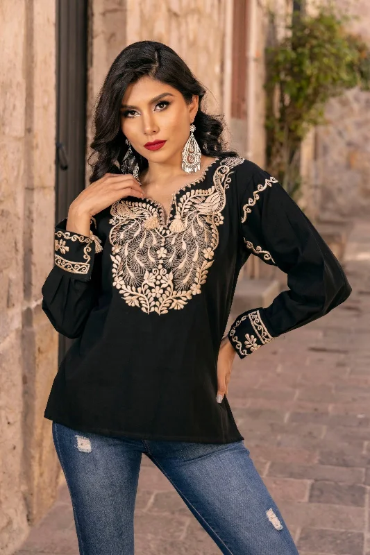Pavo Golden Blouse Floral Chiffon Blouse