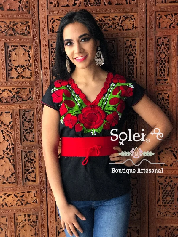 Zinacatan Rosas Blouse Versatile Layering Blouse