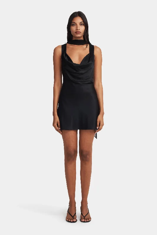 Goldie Mini Dress Black Comfortable Linen Mini Dress