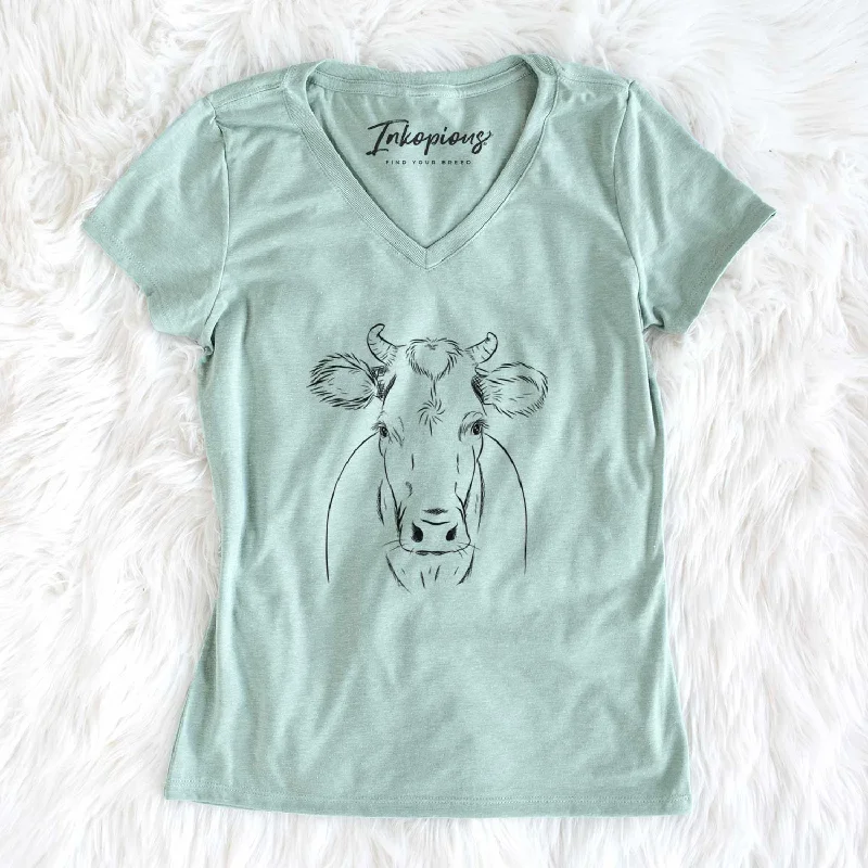 Bare Cruz the Cow - Women's V-neck Shirt-- Front Pockets Side Pockets Patch Pockets