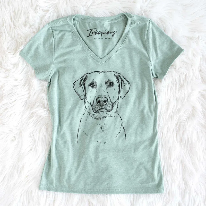 Bare Cooper Griffin the Mixed Breed - Women's V-neck Shirt-- Rayon Fabric Velvet Fabric Corduroy Fabric Bare Cooper Griffin the Mixed Breed - Women's V-neck Shirt-- Rayon Fabric Velvet Fabric Corduroy Fabric