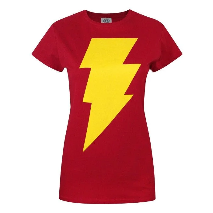 Shazam Womens/Ladies Logo T-Shirt-- Fleece Nylon Spandex