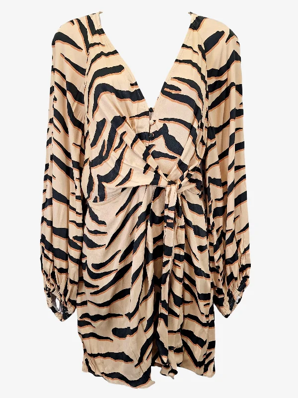 Shona Joy Funky Tiger Tie Mini Dress Size 10 Fashionable A-Line Mini Dress
