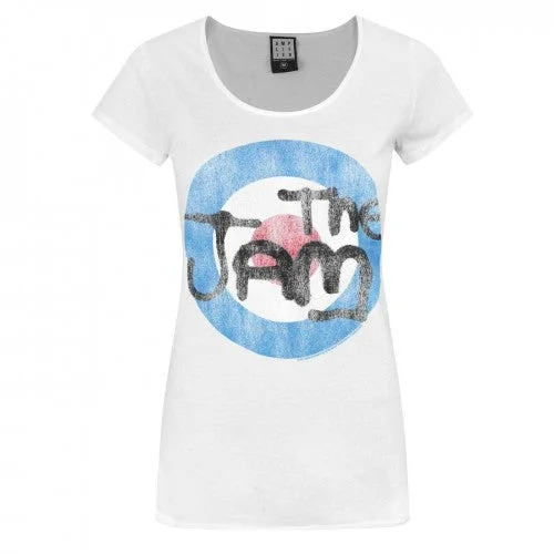 Amplified Womens/Ladies The Jam Logo T-Shirt-- Solid Print Embellished