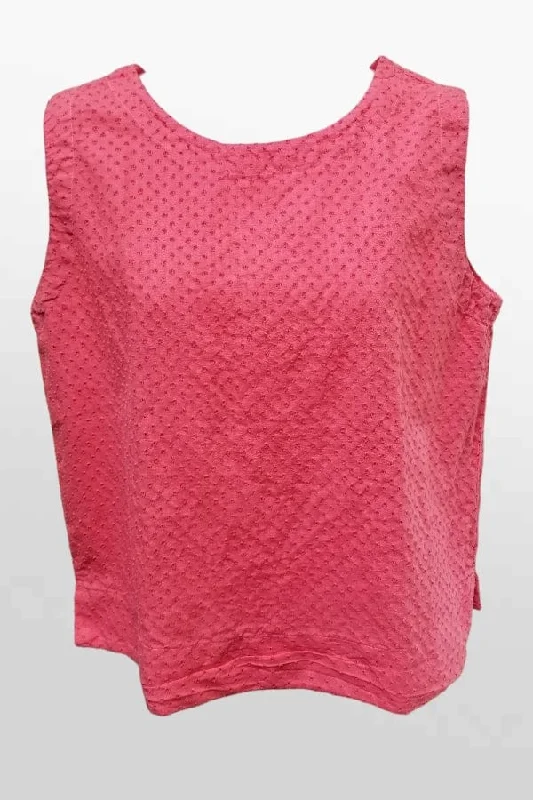 Sleeveless Blouse - Pinhole Linen Blend Soft Modal Blouse