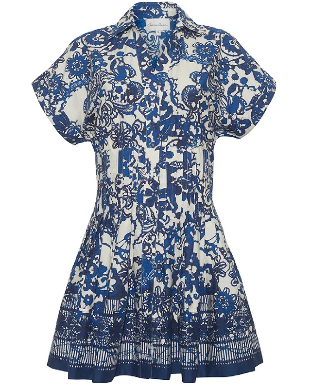 Dentelle Blue Nash Mini Dress Casual Button-Up Mini Dress