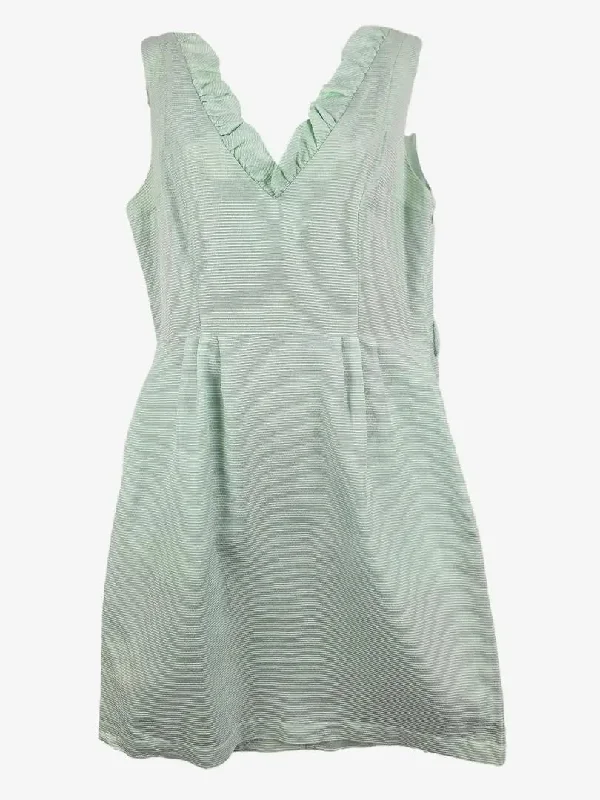 Laura Ashley Mint Ruffle Neck Mini Dress Size 10 Elegant Satin Lace Mini Dress