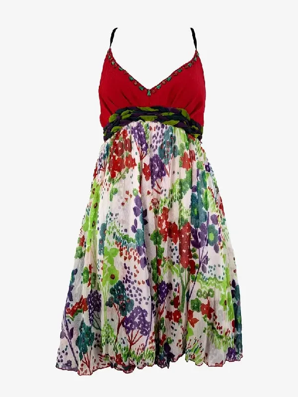 Uttam London Forest Blossom Boho Mini Dress Size M Elegant Tulle Mini Dress