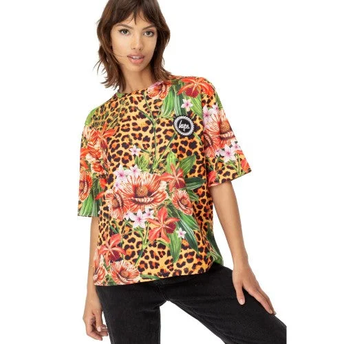 Hype Womens/Ladies Jungle 23 T-shirt-- Hooded Caped Shawl Collar
