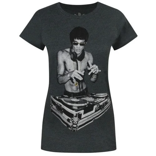 Avengers Womens/Ladies Bruce Lee Gung Fu Scratch Charcoal T-Shirt-- Print Jacquard Patchwork