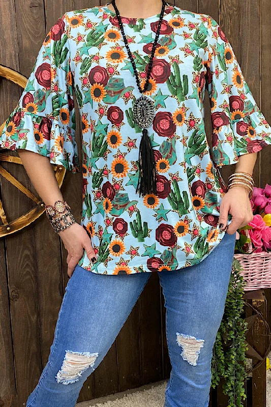 BQ1022 Western floral printed blouse w/ruffle short sleeves Classic Minimalist Blouse BQ1022 Western floral printed blouse w/ruffle short sleeves Classic Minimalist Blouse