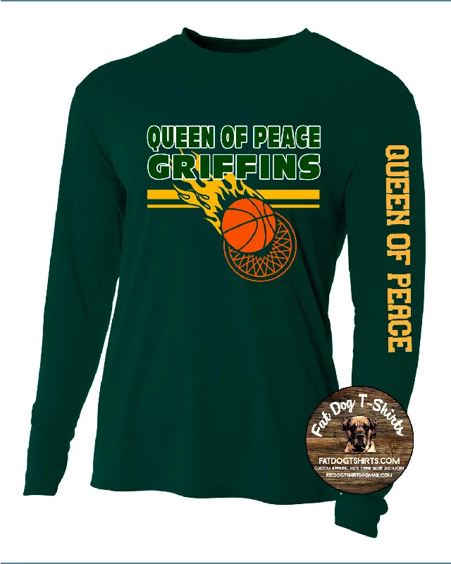 QUEEN OF PEACE-BASKETBALL LONG SLEEVE TECH SHIRT-NEW 2024-- Cotton Fabric Linen Fabric Terry Fabric QUEEN OF PEACE-BASKETBALL LONG SLEEVE TECH SHIRT-NEW 2024-- Cotton Fabric Linen Fabric Terry Fabric