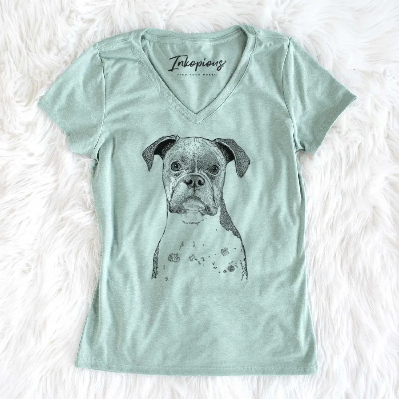 Bare Daisy the Boxer - Women's V-neck Shirt-- Silk Blend Satin Velvet