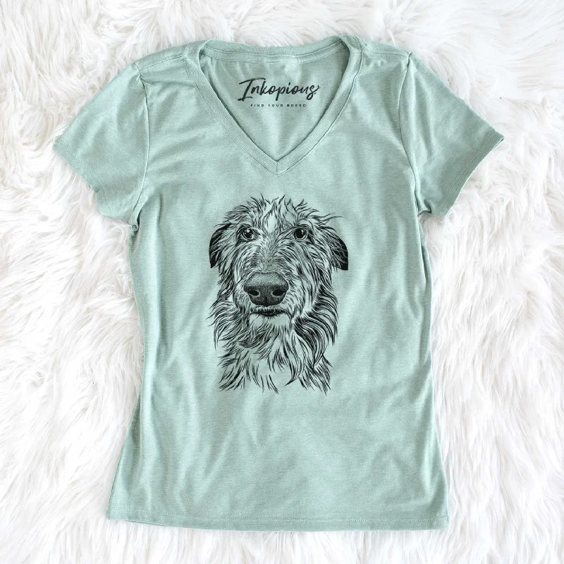 Bare Cleod the Scottish Deerhound - Women's V-neck Shirt-- Plaid T-Shirt Polka Dot Checkered
