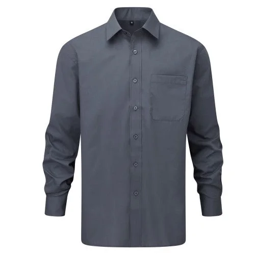Russell Collection Womens/Ladies Poplin Long-Sleeved Shirt-- Hooded Caped Shawl Collar