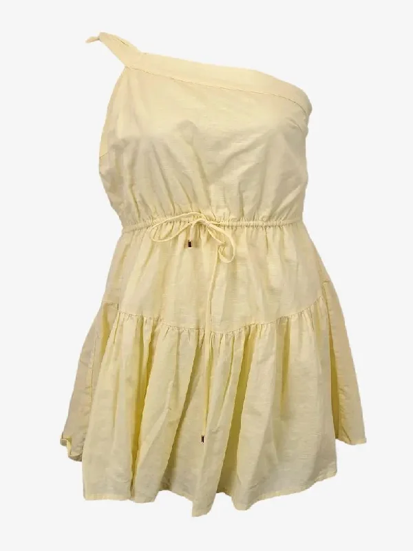 Kivari Limoncello One Shoulder Mini Dress Size 12 Stylish Ribbed Mini Dress