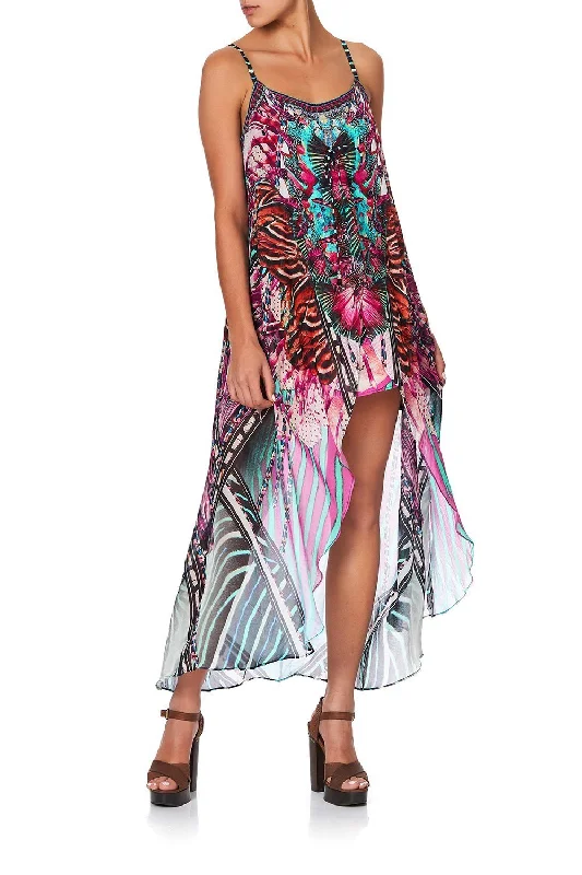 MINI DRESS WITH LONG OVERLAY RAINBOW EYES Fashionable A-Line Mini Dress