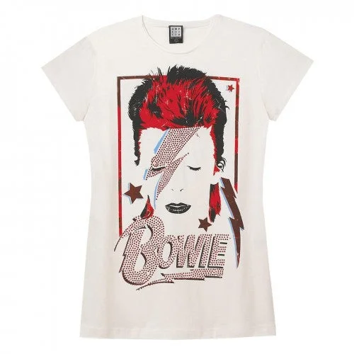 Amplified Womens/Ladies Aladdin Sane David Bowie T-Shirt-- Cashmere Blend Cotton Blend Poly Blend Amplified Womens/Ladies Aladdin Sane David Bowie T-Shirt-- Cashmere Blend Cotton Blend Poly Blend