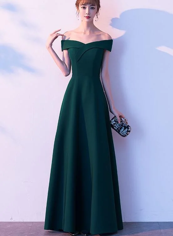 Dark Green Spandex Long Party Dress, Green Prom Dress Tunics Party sparkling