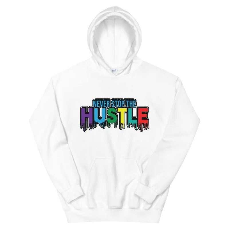 NEVER STOP THE HUSTLE Unisex Hoodie Hoodie with Hem Embroidery Detailed Premium