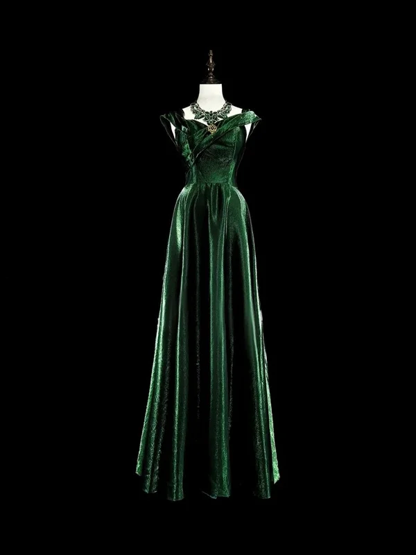 A-line Green Velvet Off Shoulder Party Dress, Simple Velvet Evening Dress Prom Dress Tunics Occasion special A-line Green Velvet Off Shoulder Party Dress, Simple Velvet Evening Dress Prom Dress Tunics Occasion special