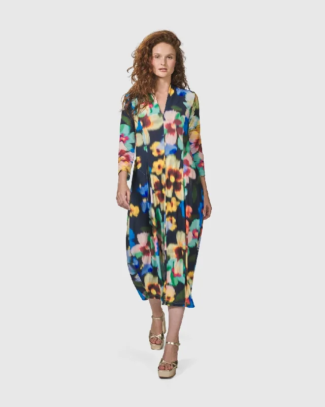 Forget-Me-Not Cocoon Dress, Garden Crew Neckline Sporty