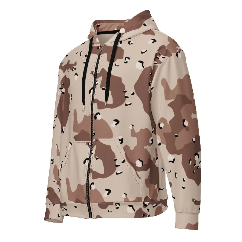 DBDB Desert Camo Handmade Zip Hoodie Hoodie with Hem Patch Decorative Personalized
