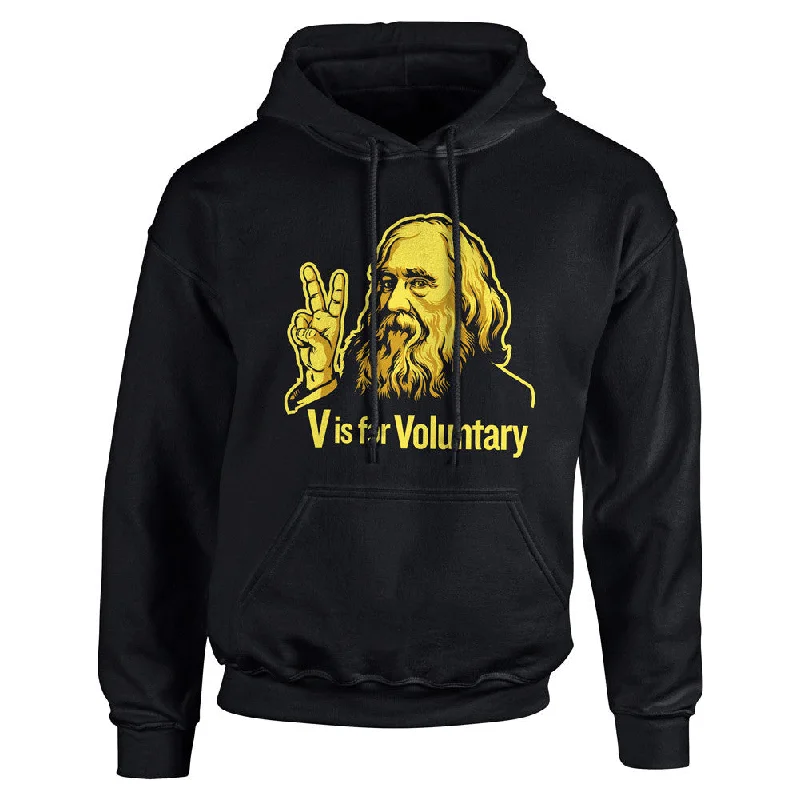 V Is For Voluntary Lysander Spooner Hoodie Sweatshirt Hoodie with Hidden Zipper Minimalist Clean V Is For Voluntary Lysander Spooner Hoodie Sweatshirt Hoodie with Hidden Zipper Minimalist Clean