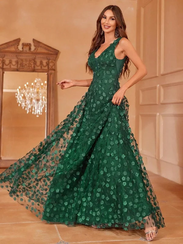 Floral Appliques Mesh A Line Party Dresses Tunics Corduroy durable