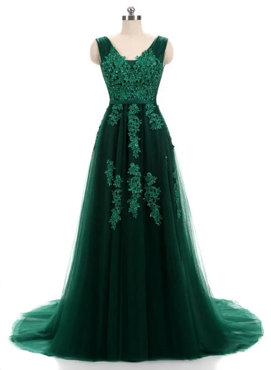 Beautiful Dark Green V-neckline Backless Party Dress, Tulle Formal Dress Bridesmaid Dress Tunics Yoga stretchy Beautiful Dark Green V-neckline Backless Party Dress, Tulle Formal Dress Bridesmaid Dress Tunics Yoga stretchy