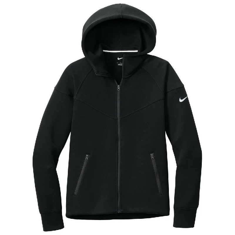 Nike Women's Black Tech Fleece Full-Zip Hoodie Hoodie with Monochrome Minimalist Simple Nike Women's Black Tech Fleece Full-Zip Hoodie Hoodie with Monochrome Minimalist Simple