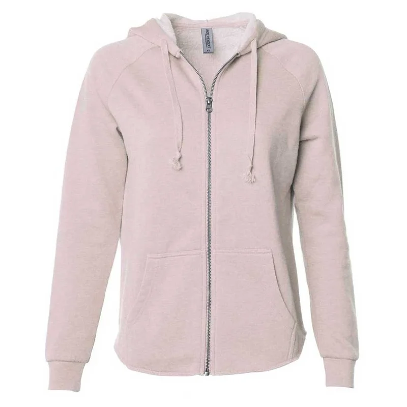 Independent Trading Co. Women's Blush California Wave Wash Full-Zip Hooded Sweatshirt Hoodie with Patch Decorative Personalized Independent Trading Co. Women's Blush California Wave Wash Full-Zip Hooded Sweatshirt Hoodie with Patch Decorative Personalized