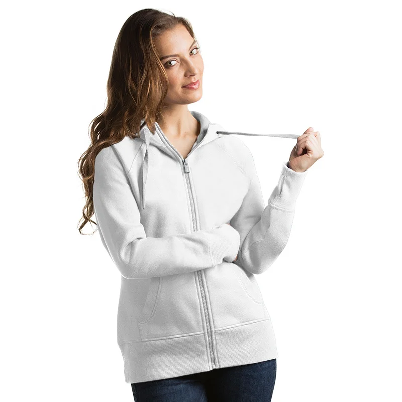 Antigua Women's White Victory Hoodie Hoodie with Ribbed Cuffs Snug Fit Comfort