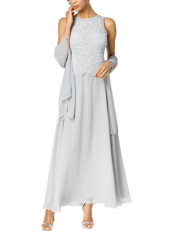 Womens Chiffon 2PC Evening Dress Tunics Fashionable trendy