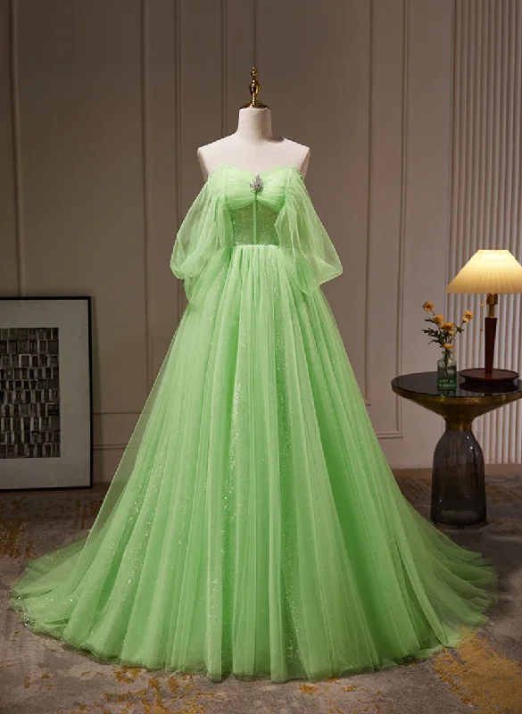 Green Tulle with Beadings Sweetheart Floor Length Party Dress, Green Long Formal Dress Tunics Sophisticated sleek Green Tulle with Beadings Sweetheart Floor Length Party Dress, Green Long Formal Dress Tunics Sophisticated sleek