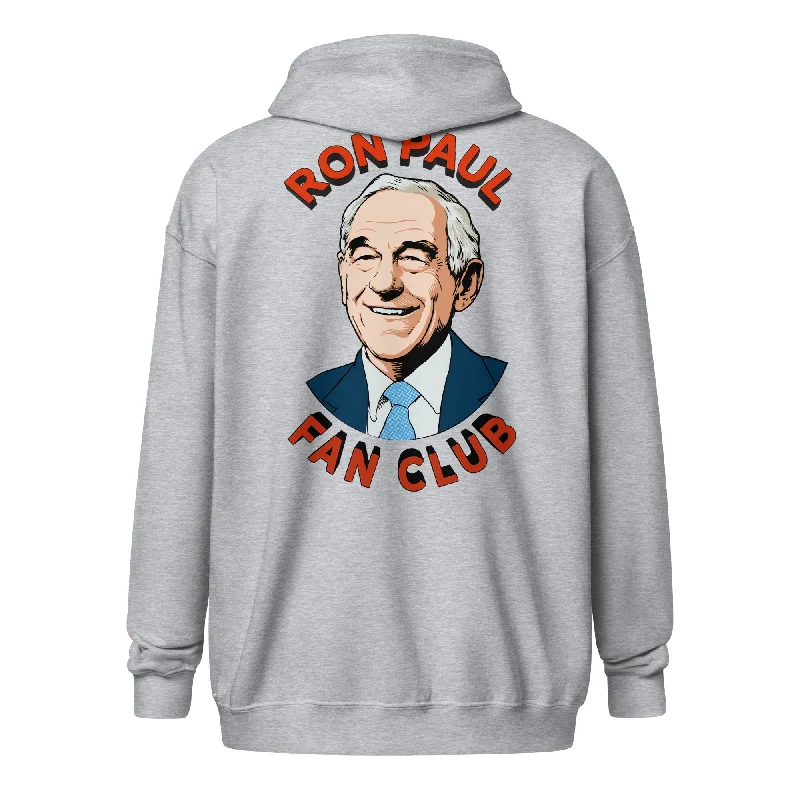Ron Paul Fan Club Zip Hoodie Hoodie with Raw Hem Edgy Unfinished