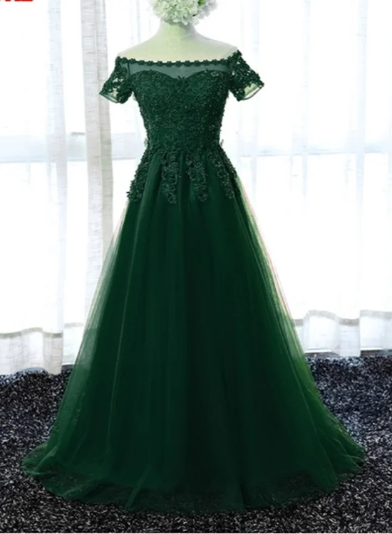 Beautiful Dark Green Short Sleeves Floor Length Party Dress , Prom Dress Tunics Formal black Beautiful Dark Green Short Sleeves Floor Length Party Dress , Prom Dress Tunics Formal black