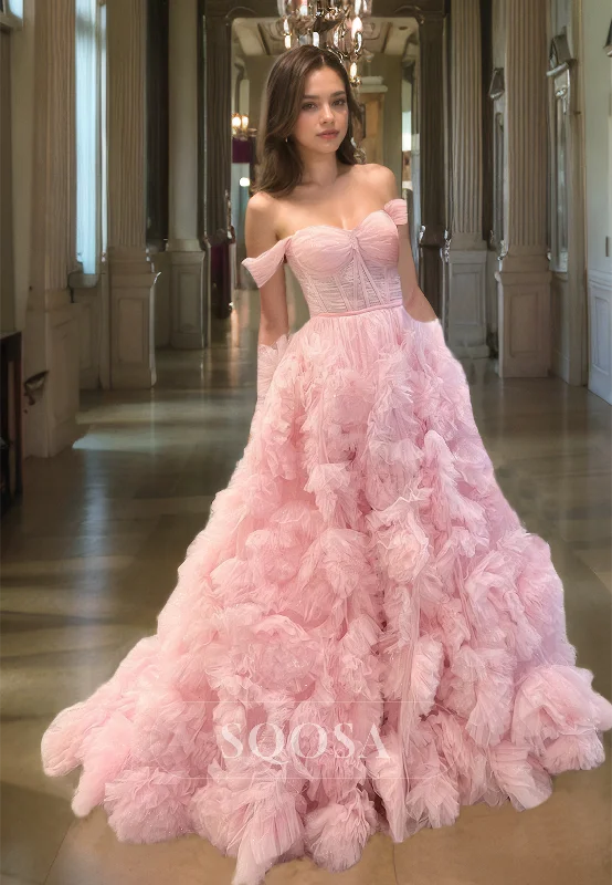 Floral Embellished Beaded A-line Formal Party Dress Sweetheart Sleeveless Pleated Tulle Prom Dress Satin Halter Glamorous Floral Embellished Beaded A-line Formal Party Dress Sweetheart Sleeveless Pleated Tulle Prom Dress Satin Halter Glamorous