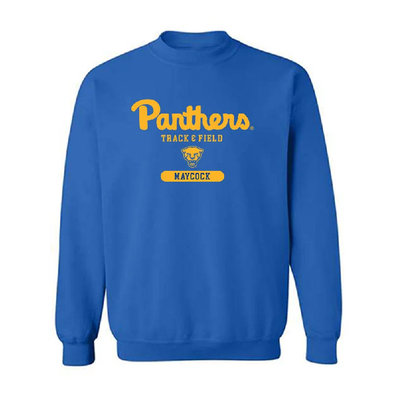 Pittsburgh - NCAA Women's Track & Field : Maya Maycock - Classic Shersey Crewneck Sweatshirt Hoodie with Stripes Bold Sporty Pittsburgh - NCAA Women's Track & Field : Maya Maycock - Classic Shersey Crewneck Sweatshirt Hoodie with Stripes Bold Sporty